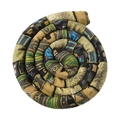 Ethnic bohemian style spiral hair tie with colorful woven pattern and golden accents - Single Hair Tie / Ethnic Green