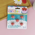 5-piece red cherry birthday candle set made of natural wax in blister card packaging - Cherry Shaped Candle