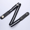 Elastic black and white striped belt with silver snaps and a white daisy accent - Blue White Blue Stripes [Daisy Style]
