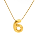 Collier doré avec pendentif chiffre 6 style ballon et chaîne serpent fine - Chiffre 6 Style Ballon (SP731G-6)