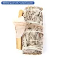 Sage bundle and palo santo set with white crystal cluster for indoor yoga meditation - Clear Quartz, Sage And Palo Santo