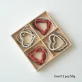 12pcs Christmas wooden heart and bell ornaments set in 5cm size with rustic box - Engraved Heart Bell Christmas Style (5)