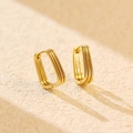 Minimalist gold S925 sterling silver geometric rectangular hoop earrings for women - 925 Silver / Gold