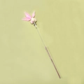 Pink fairy wand cat toy with white pearls, silver bell and feathers on long steel wire - Pink Fairy Clover