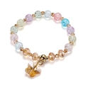 Pastel beaded bracelet with butterfly crystal pendant and colorful ice-crackled beads - Butterfly Style / Multicolor
