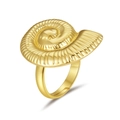 Adjustable 18k gold plated stainless steel ring featuring a 3D nautilus shell design - Conch Shell Ring