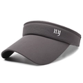 Visière de soleil gris foncé en mesh respirant avec broderie NY blanche de sport - Réglable / Gris foncé
