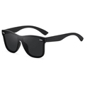 Polarized oversized shield sunglasses in solid black finish with silver side studs - One Size / Black Frame/Black Grey Lens