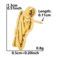 Detailed dimensions of gold-plated sun-moon icon stud earring with 1.3cm height - Virgin Mary-Gold