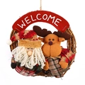 Ghirlanda natalizia con Babbo Natale e Renna in peluche su base di vite e insegna Welcome - CX15023 Babbo Natale Renna Set