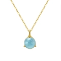 Bohemian 925 silver necklace with a light blue gemstone pendant in golden finish - Aquamarine 14K Gold Plated, Approx. 1.18g