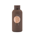 Modern dark brown stainless steel insulated bottle with minimalist floral and orange patterns - Dark Coffee Style 24A
