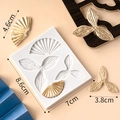 Silicone mold for leaf and shell shapes, measuring 8.6cm by 7cm for cake decoration - Silicone Mold Clover Fan