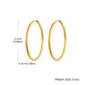 Minimalist 18k gold plated 2.2cm stainless steel hoop earrings for women with 2mm thickness - 2*22mm / Gold