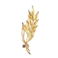 Elegant wheat stalk brooch with marquise-cut yellow crystals and a gold-tone finish - Style 6-Twisted Wheat Spike