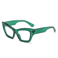 Modern vintage cat eye sunglasses featuring dark green transparent frames in a side view - Green Frame