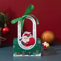 Scatola regalo di Natale verde con motivi di Babbo Natale e nastro di seta - Babbo Natale con sacco (Verde) / Con nastro
