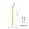Reusable green curved glass drinking straw, 20cm length and 8mm diameter for beverages - Curved Tube / Green