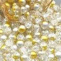 10mm cracked glass beads with gold and silver metallic spacers for DIY jewelry making - 10MM Gold Silver Crackle