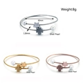 Vista dettagliata dei bracciali in filo d'acciaio da 1,8 mm in argento oro rosa e perle - Stile Decorativo in Perla di Conchiglia (KB114975)
