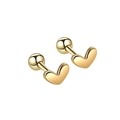S925 sterling silver heart stud earrings with 18K gold finish and secure screw back - 925 Silver / Heart Screw Earrings 18K Gold Plated (PED343)