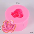 Pink silicone rose flower mold with a finished 3D soap flower piece for DIY crafts - 50-898 Rose / Pink