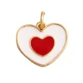 Double-layered red and white enamel heart-shaped copper pendant with minimalist design - White Heart-L281424