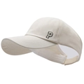 Off-white ponytail sun visor cap with embroidered letter P and adjustable strap - Light Beige