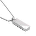 Polished rectangular stainless steel pendant on silver snake chain for men - Silver-Without Chain (KP98935)