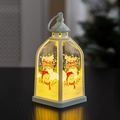 White Christmas lantern with glowing snowman design and Merry Christmas lettering - Snowman