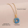 Halsketting met hemelsblauwe emaille donut hanger van goudkleurig rvs met maataanduiding - 1# Blauwe Donut