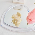 Creamy marble acetate hair claw clip for girls shown on heart mirror background - 3.5cm / Off White