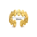 Golden geometric oval chain link ring with 20mm inner diameter and diamond texture - Continuous Oval Link Rhombus Texture Style (JZ6182) / Gold