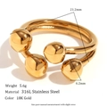 18K gold-plated 316L stainless steel ring featuring minimalist spheres and micro inlay - Creative Open Circular Heart Center Ring - Gold