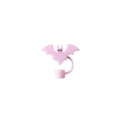 Pink bat-shaped silicone straw cover with 10mm diameter for Halloween party decor - Pink Bat