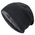 Gorro de punto negro de invierno con forro polar gris grueso para mantener el calor - L(58-60cm) / Gris