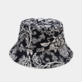 Double-sided reversible bucket hat with vintage floral print in black and white - M (56-58cm) / Black White Floral