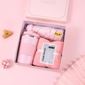 Pink gift set with insulated mug, UPF50+ folding umbrella and soft face towel - [Sakura Pink] Insulated Cup + Umbrella + Towel