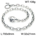 70cm punk silver skull clasp wallet chain with 9mm wide square links in stainless steel - Skull Square Clasp Style (70cm) (KK148-Z)