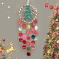Christmas theme dreamcatcher wind chime with shell discs and woven tree pattern - Finished Product / Christmas Shell