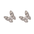 Silver butterfly earrings with colorful cubic zirconia and black contrast finish - Alloy/Zircon / Zircon Rhinestone Butterfly