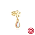 Gold snowflake S925 sterling silver earring with iridescent cubic zirconia drop - Snowflake Teardrop
