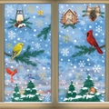 Christmas snowflake window stickers featuring birds, cedar branches and lanterns - Set of 6-BQ(562-564)+566+568+569