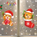 Christmas window stickers featuring cute orange cats in Santa hats and gift boxes - Set of 2 BQ633+635