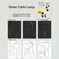 Vintage lamp silhouette lace frame paper, black and white set for scrapbooking decor - Home Desk Lamp