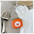 Flachbild der süßen Enten-Frucht-Umhängetasche mit Sommerhut und Accessoires - Orangen-Enten-Stil / Orange