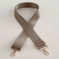 Adjustable grey and khaki 38mm wide canvas replacement shoulder strap with gold metal hooks - Khaki