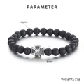 Bracciale da uomo con perline di agata opaca 8mm e ciondolo croce con teschio - 8mm Agata (KB71996-BD)