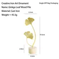 Foglia di ginkgo in ghisa dorata con base in legno, altezza 19,5 cm e larghezza 6,5 cm - Ginkgo