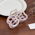 Iridescent white acetate hollow bow hair claw clip with a strong golden spring - Iridescent Light Purple
